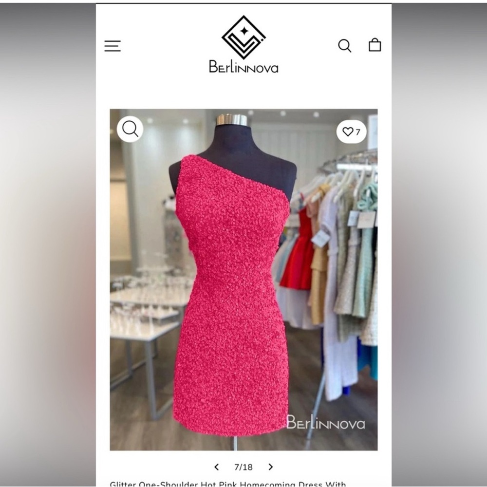 Elegant‎ One Shoulder Fuchsia Sequin Dress